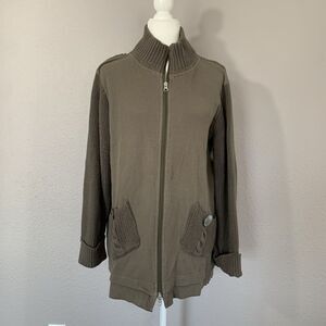 NEON BUDDHA Women's‎ Olive Green Sweater Full Zip Cardigan Size Large Pockets
